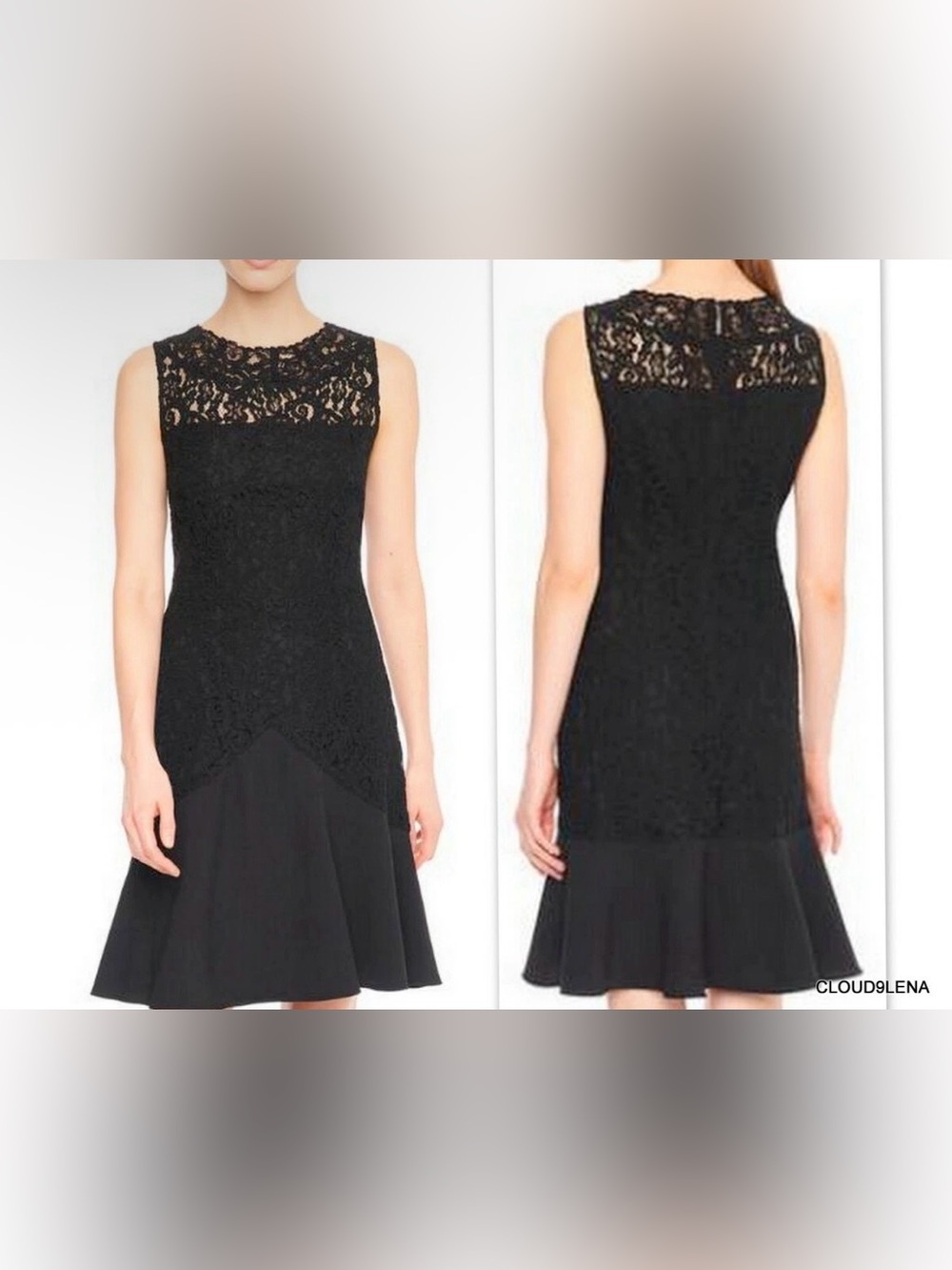 Karl Lagerfeld Black Lace Fit & Flare Dress Sz 4